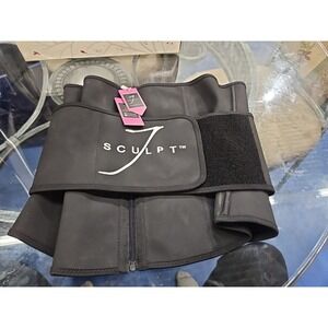 NWT J Sculpt Waist Trainer Shapewear Black 2XL Plus Size Zipper Adjustable Belt
